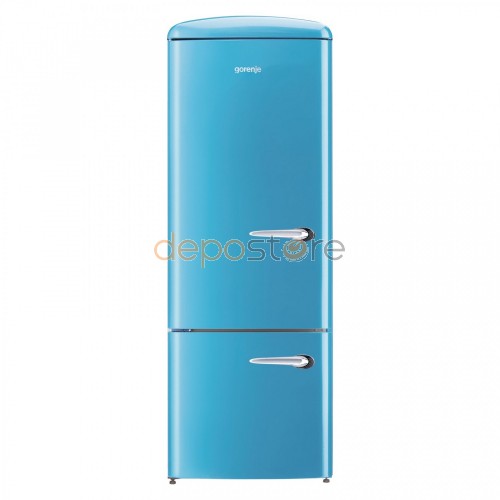 Gorenje RK60319OBL-L A++, 170 cm, 304 liter, kombinált, alul fagyasztós retró hűtőszekrény, kék színben