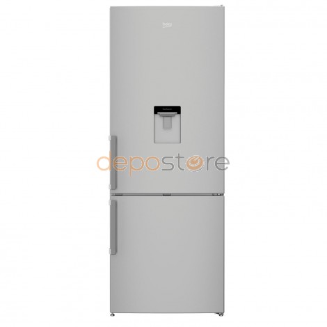 BEKO RCNE-520 K21DS Kombinált hűtőszekrény, 450L, NoFrost, Vízadagoló, A+, Ezüst