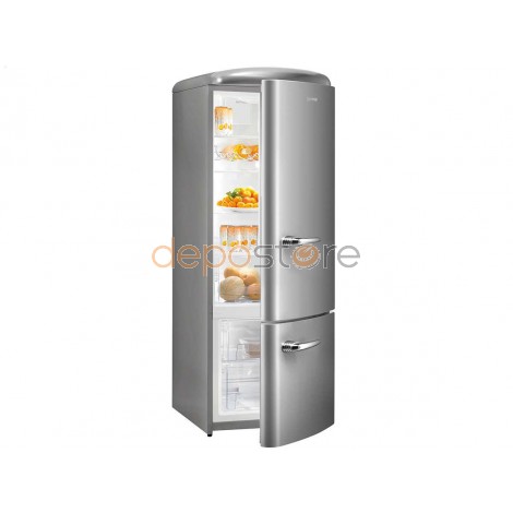 Gorenje RK60319OX A++, 170 cm, 304 liter, kombinált, alul fagyasztós retró hűtőszekrény, szürke színben