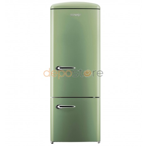 Gorenje RK60319OOL A++ kombinált, alul fagyasztós hűtőszekrény, Oliva zöld színben