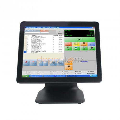 LCD E1508B; 1024x768, 400:1, 300cd/m2, VGA, USB, black;15" Resistant touch for terminals and cash re