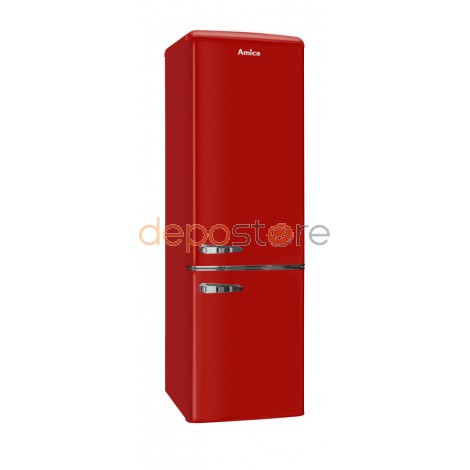 Amica FK2965.3RAA Retro Kombinált hűtő Piros 181cm 244L