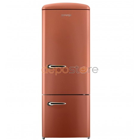 Gorenje RK60319OCR A++ kombinált, alul fagyasztós retró hűtőszekrény, terrakotta színben