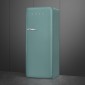 SMEG FAB28RDEG5 Egyajtós hűtő retro design, 150 cm magas, 244+26 liter, jobbos, matt smaragdzöld