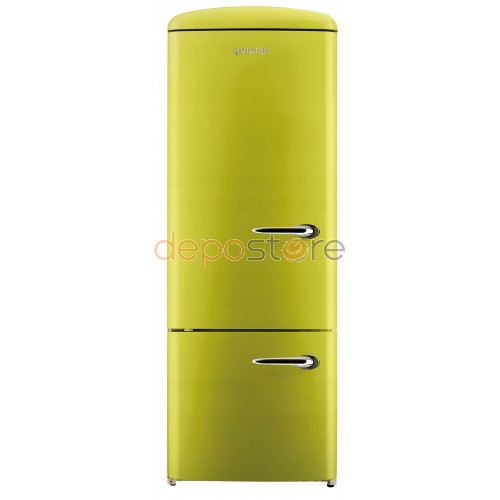 Gorenje RK60319OAP-L A++, 170 cm, 304 liter, kombinált, alul fagyasztós retró hűtőszekrény, Oliva sárga színben